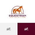 Equine Equestrian Horse Engraving Style Vintage Retro Logo Template Royalty Free Stock Photo
