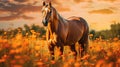 equine horse and flowers