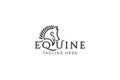 Equine logo with a stylish combination of an equine or horse and leaves Royalty Free Stock Photo