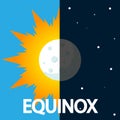 Equinox of spring moon and sun day and night Royalty Free Stock Photo