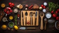 Essential cooking tools for preparing delicious and satisfying meals.AI Generated