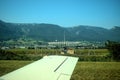 VHF omnidirectional radiofinder used for airplane navigation at the airport in Grenchen in Switzerland 17.9.2020 Royalty Free Stock Photo