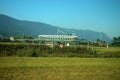 VHF omnidirectional radiofinder used for airplane navigation at the airport in Grenchen in Switzerland 17.9.2020 Royalty Free Stock Photo