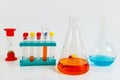 Equipment for chemical studies on white background Royalty Free Stock Photo
