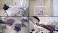 Equipment for dental clinic in office, interior view, four collage images