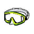 equipment diving mask game pixel art vector illustration