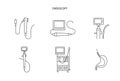 Equipment for endoscopy line icons set in vector.