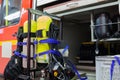 Equipment on an firetruck for firemans Royalty Free Stock Photo