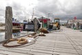 Equipment for a fishing cutter, equipment for fishing from a fishing boat, fishing nets and fishing equipment are on land ready to