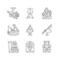 Equipment for fishing linear icons set Royalty Free Stock Photo