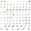 Equipment for grocery supermarket isometric icon set