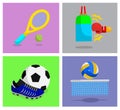 Equipment icon for sports, tennis, boxing, soccer, and volleyball,