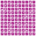 100 equipment icons set grunge pink Royalty Free Stock Photo