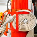 Equipment inside the rescue fire truck, fire engine Royalty Free Stock Photo