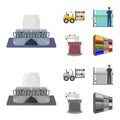 Equipment, machine, forklift and other web icon in cartoon,monochrome style.Textiles, industry, tissue, icons in set