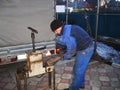 equipment machine for metal pipe bending. outdoor