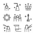 Equipment for manicure icons set. Outline set of equipment for manicure. Manicure tools line illustration. Vector isolated on