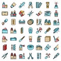 Equipment for manicure icons set vector flat