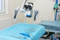 Equipment and medical devices in modern operating room. Surgical room modern equipment in the hospital.