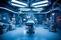 equipment and medical devices in modern operating room take with art lighting and blue filter Royalty Free Stock Photo