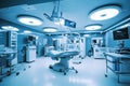 equipment and medical devices in modern operating room take with art lighting and blue filter Royalty Free Stock Photo