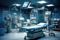 equipment and medical devices in modern operating room take with art lighting and blue filter, Equipment and medical devices in Royalty Free Stock Photo