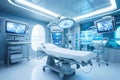 equipment and medical devices in modern operating room take with art lighting and blue filter, Equipment and medical devices in Royalty Free Stock Photo