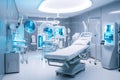 equipment and medical devices in modern operating room take with art lighting and blue filter, Equipment and medical devices in Royalty Free Stock Photo