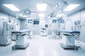 equipment and medical devices in modern operating room take with art lighting and blue filter. Generative AI Royalty Free Stock Photo