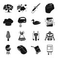 Equipment, medicine, hairdresser and other web icon in black style.