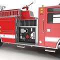 Equipment of a modern fire engine on White. 3D illustration Royalty Free Stock Photo