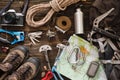 Equipment necessary for mountaineering and hiking Royalty Free Stock Photo
