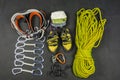 Equipment for safe rock climbing. Royalty Free Stock Photo