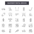 Equipment rental services line icons, signs, vector set, outline illustration concept Royalty Free Stock Photo