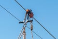 Equipment for safe trolling on a steel cable. Zipline