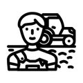 equipment service technician line icon vector illustration