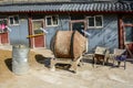 equipment for a small construction site. old concrete mixer Royalty Free Stock Photo