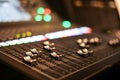 Equipment for sound mixer control in studio TV station, Audio and Video Production Switcher of Television Broadcast Royalty Free Stock Photo