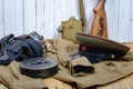 Equipment of the Soviet soldier during war Royalty Free Stock Photo