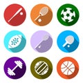 Equipment for sports. Flat Sports Objects set.