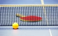 Equipment for table tennis - racket, ball, table Royalty Free Stock Photo