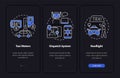 Equipment for taxi night theme onboarding mobile app screen