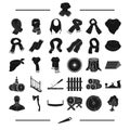 Equipment, textiles, clothing and other web icon in black style.Tool, building, material, icons in set collection.