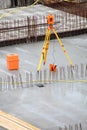 Equipment theodolite tool at construction site Royalty Free Stock Photo
