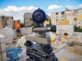 equipment theodolite tool at construction site works Royalty Free Stock Photo