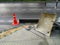 Equipment and tools for Sidewalk repair. Royalty Free Stock Photo