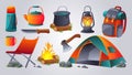 Camping adventure element or equipment vector collections
