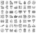 Equipment for water purification icons set, outline style