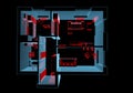 Equipped house (3D xray red and blue transparent) Royalty Free Stock Photo