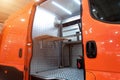 Equipped workshop on wheels. Professional aluminum car shelving systems. Interior car body for transporting workers. Car equipment